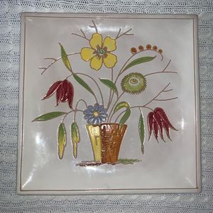 Vintage ITALY 399 Square Floral Decorative Plate